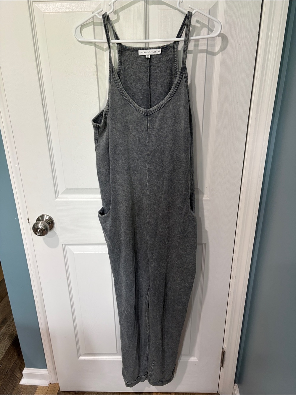 Washed Gray Sleeveless Jumpsuit